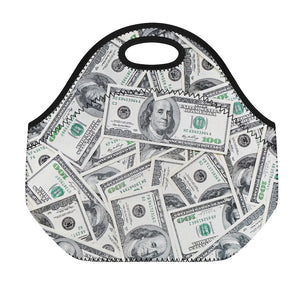 US Dollar Pattern Print Neoprene Lunch Bag