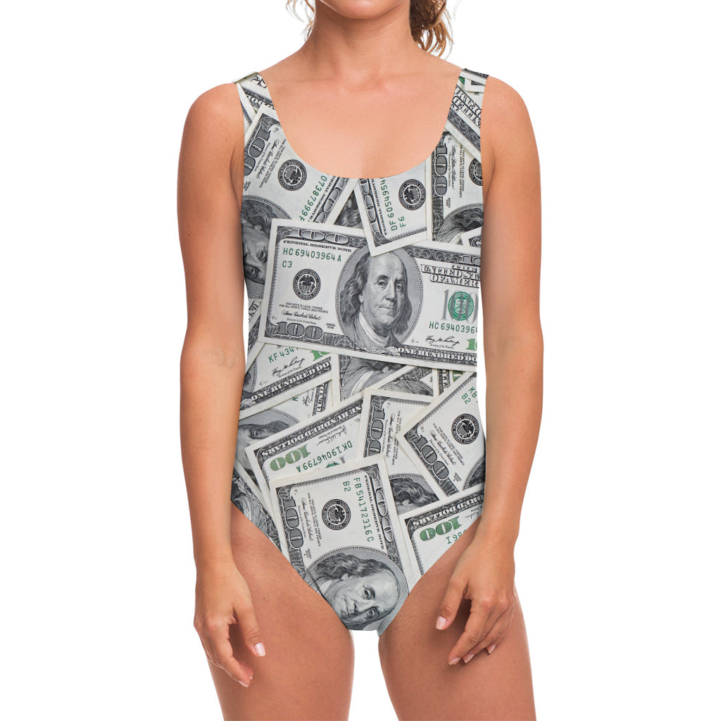 US Dollar Pattern Print One Piece Swimsuit