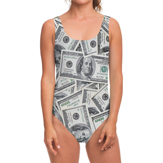 US Dollar Pattern Print One Piece Swimsuit