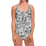 US Dollar Pattern Print One Piece Swimsuit