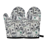US Dollar Pattern Print Oven Mitts