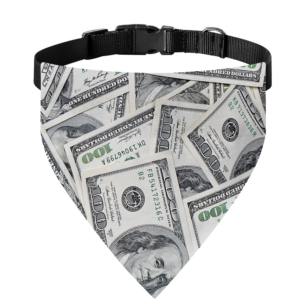 US Dollar Pattern Print Over The Collar Dog Bandana