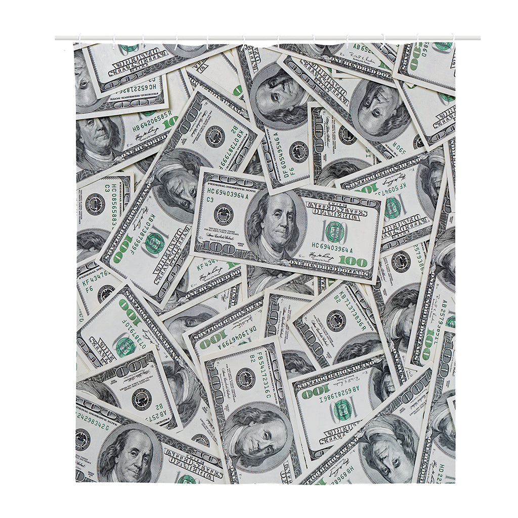 US Dollar Pattern Print Polyester Shower Curtain