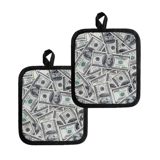 US Dollar Pattern Print Pot Holders