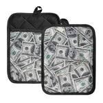 US Dollar Pattern Print Pot Holders With Pocket