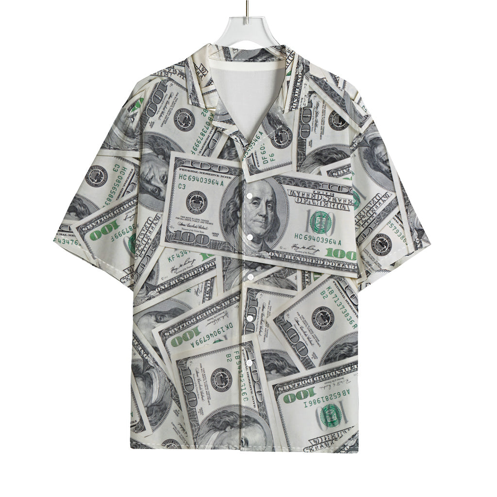 US Dollar Pattern Print Rayon Hawaiian Shirt