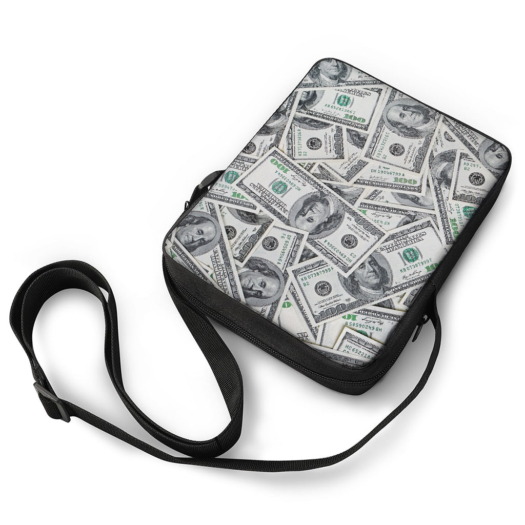 US Dollar Pattern Print Rectangular Crossbody Bag