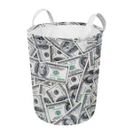US Dollar Pattern Print Round Laundry Basket