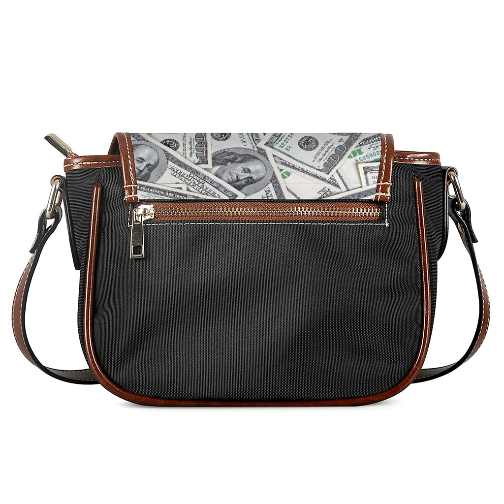 US Dollar Pattern Print Saddle Bag