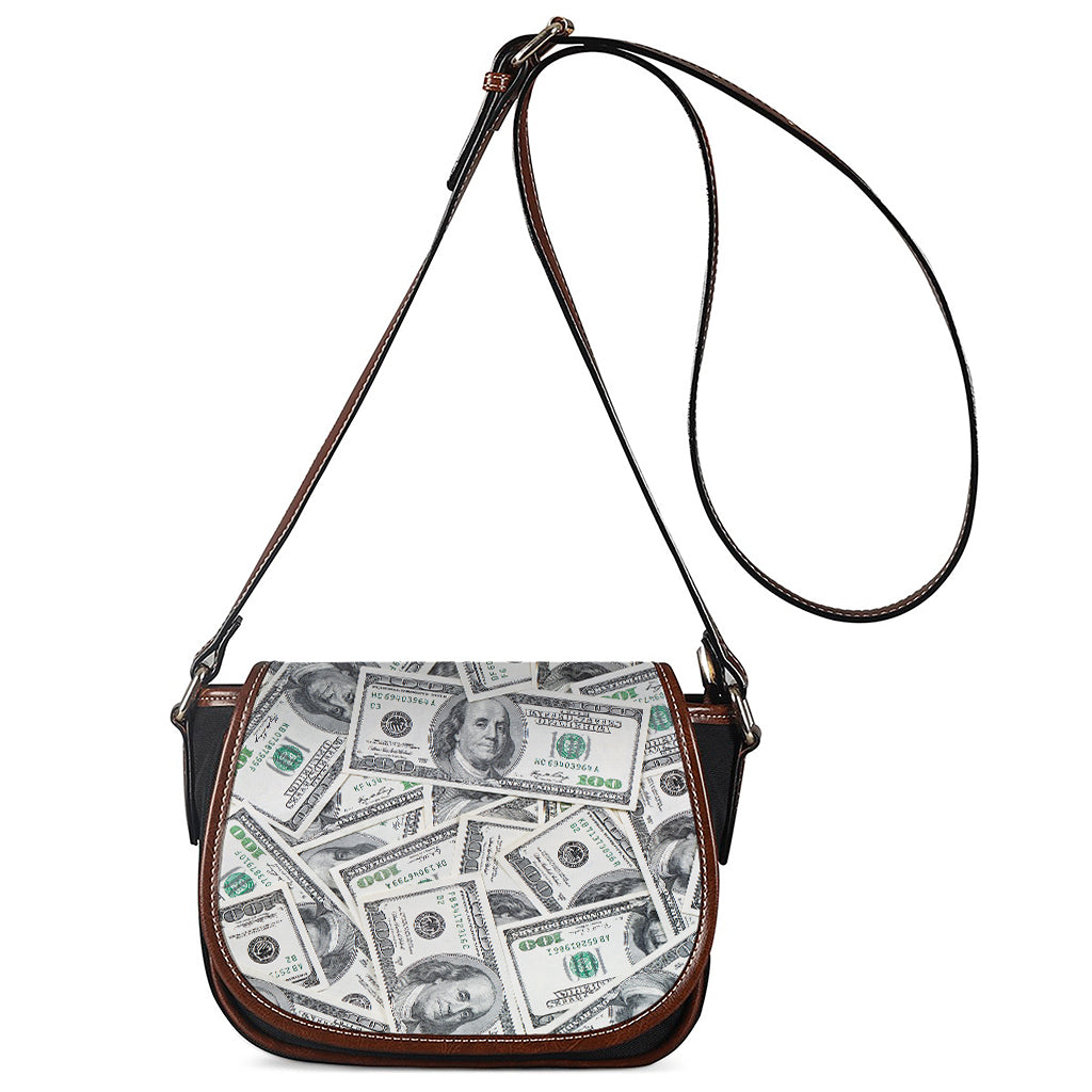 US Dollar Pattern Print Saddle Bag