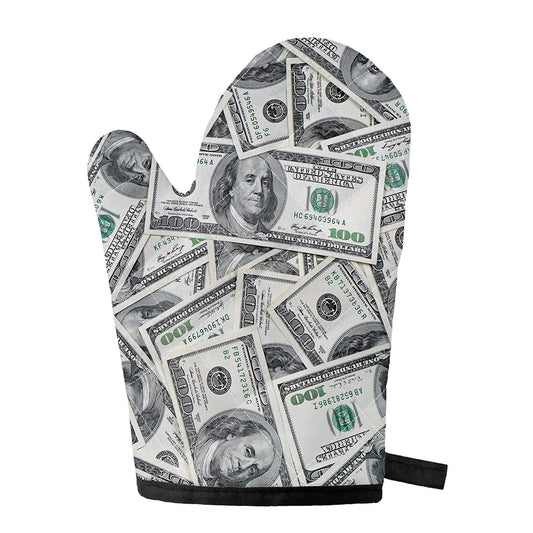 US Dollar Pattern Print Single Oven Mitt
