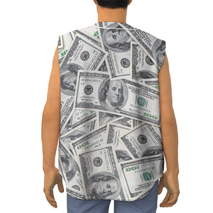 US Dollar Pattern Print Sleeveless Baseball Jersey