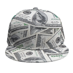 US Dollar Pattern Print Snapback Cap