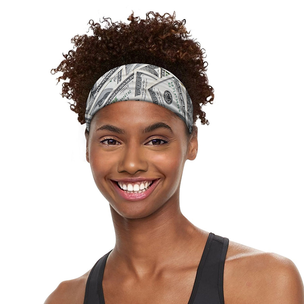 US Dollar Pattern Print Sports Headband