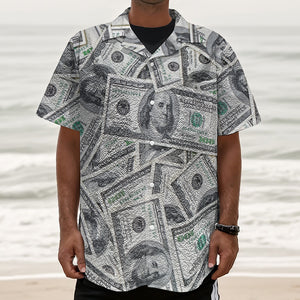 US Dollar Pattern Print Textured Short Sleeve Shirt