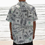 US Dollar Pattern Print Textured Short Sleeve Shirt