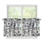US Dollar Pattern Print Tier Curtains