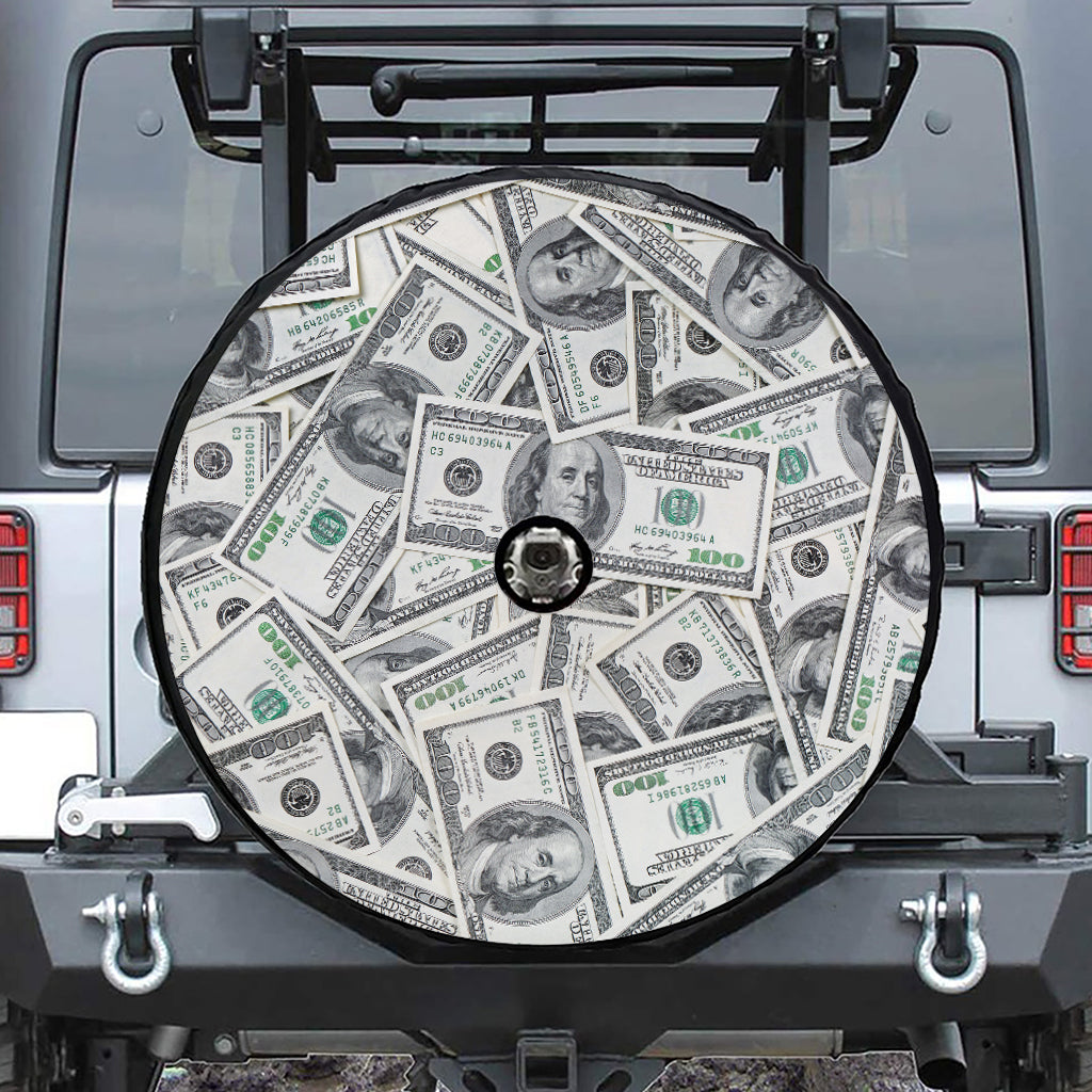 US Dollar Pattern Print Tire Cover With Camera Hole