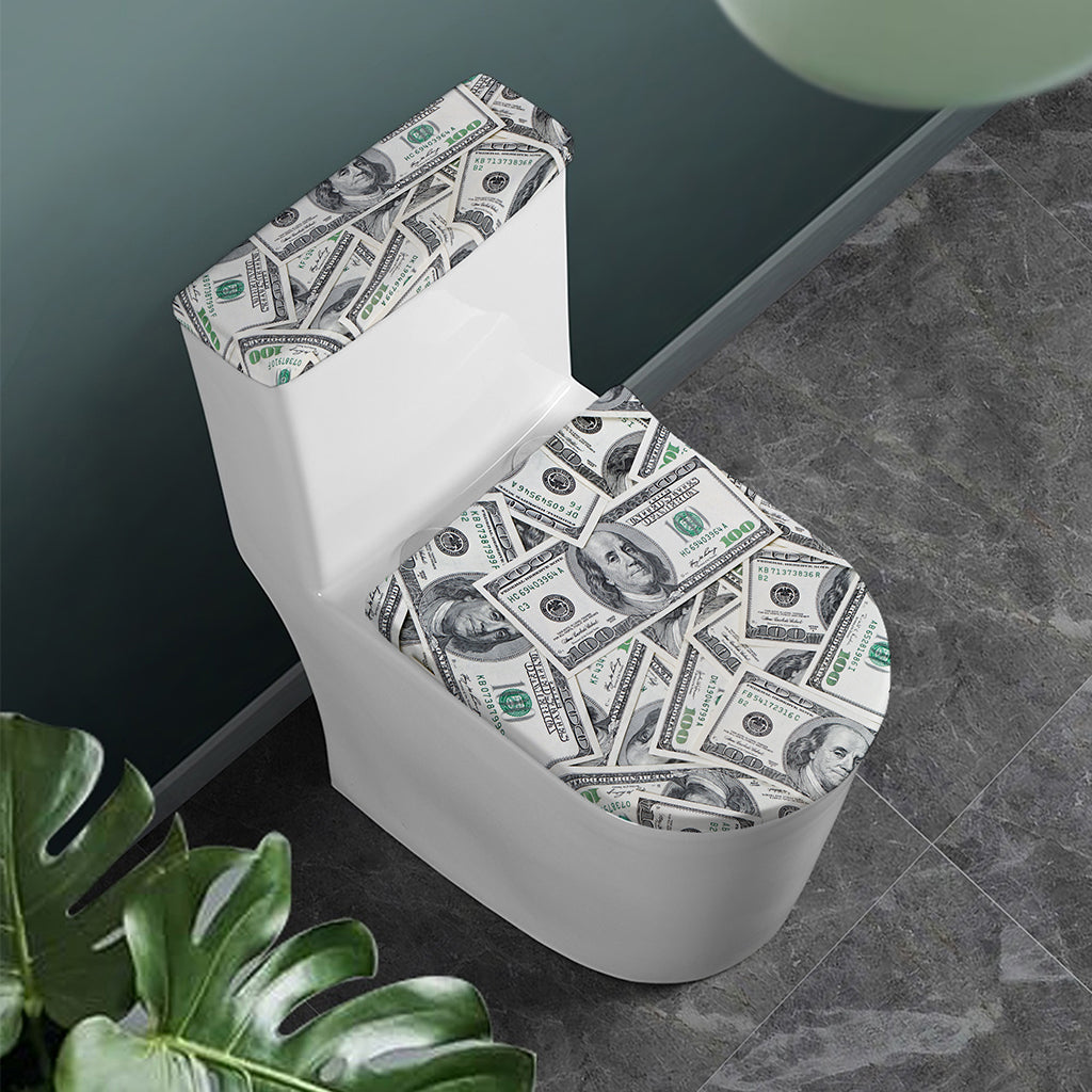 US Dollar Pattern Print Toilet Lid And Tank Cover Set