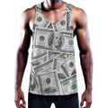US Dollar Pattern Print Men's Workout Tank Top