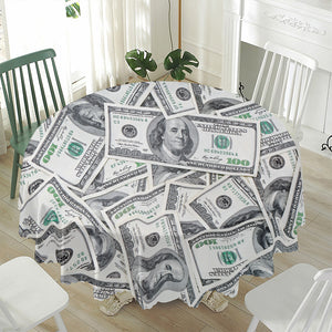 US Dollar Pattern Print Waterproof Round Tablecloth