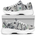 US Dollar Pattern Print White Chunky Shoes