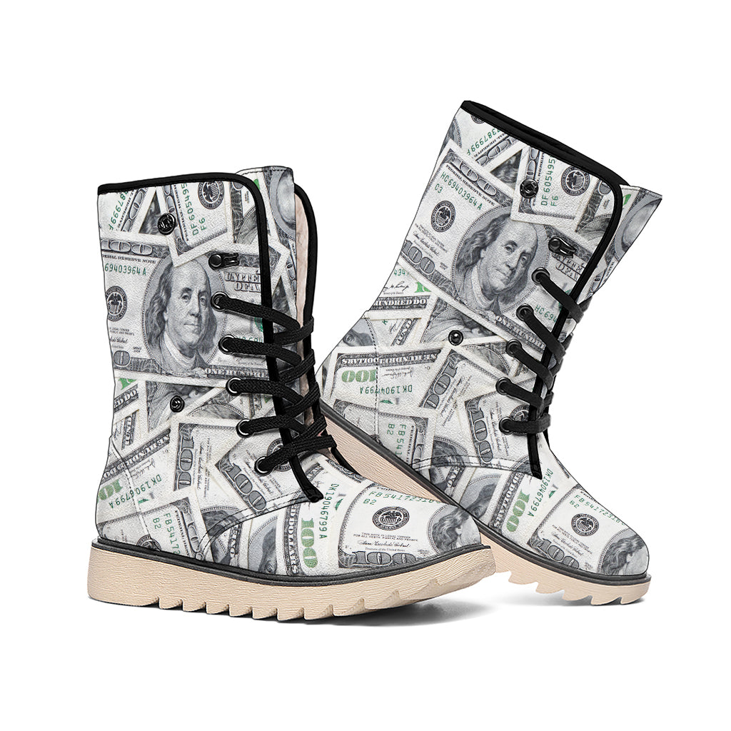 US Dollar Pattern Print Winter Boots