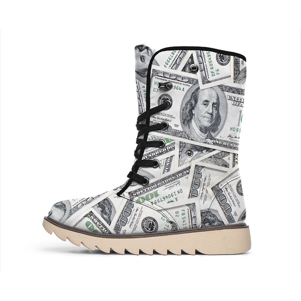 US Dollar Pattern Print Winter Boots