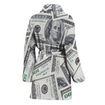 US Dollar Pattern Print Women's Bathrobe