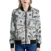 US Dollar Pattern Print Women's Bomber Jacket
