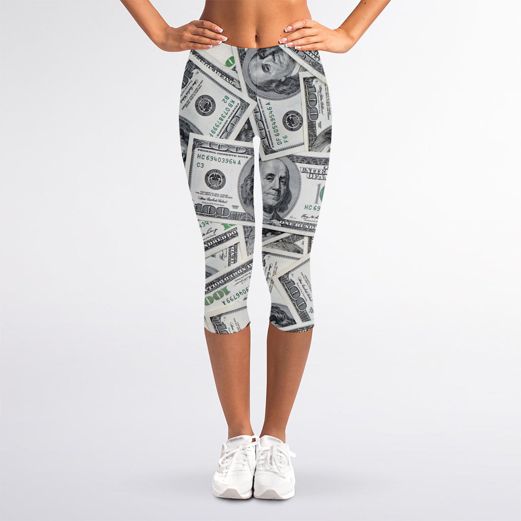 US Dollar Pattern Print Women's Capri Leggings