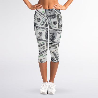 US Dollar Pattern Print Women's Capri Leggings