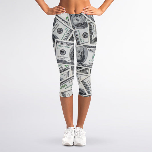 US Dollar Pattern Print Women's Capri Leggings