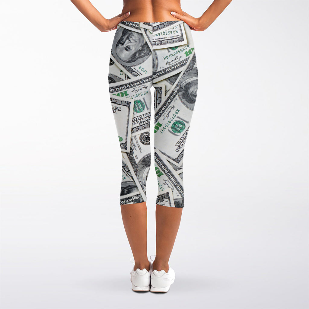 US Dollar Pattern Print Women's Capri Leggings