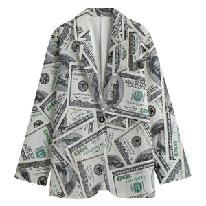 US Dollar Pattern Print Women's Cotton Blazer