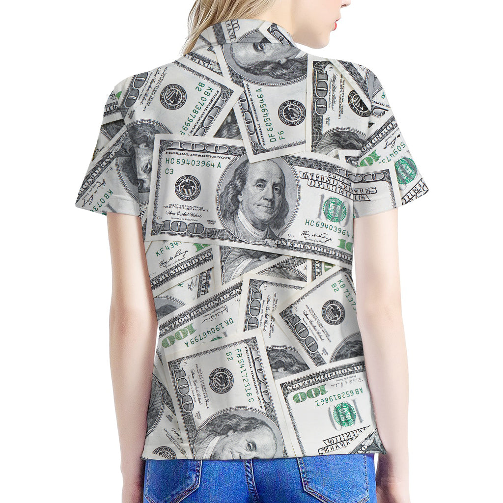 US Dollar Pattern Print Women's Polo Shirt