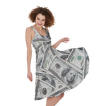 US Dollar Pattern Print Women's Sleeveless Dress