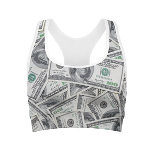 US Dollar Pattern Print Women's Sports Bra
