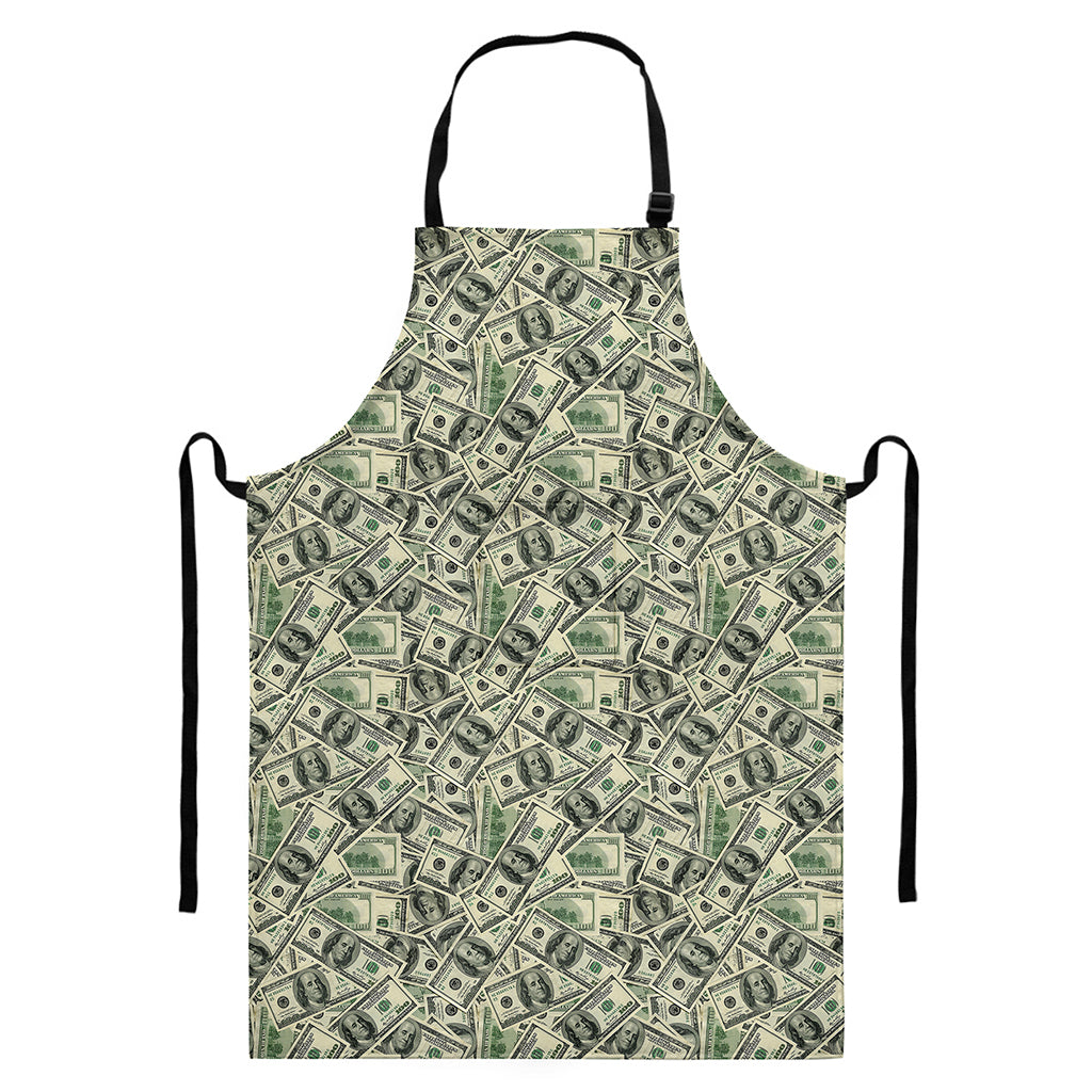 US Dollar Print Bib Apron With Pocket