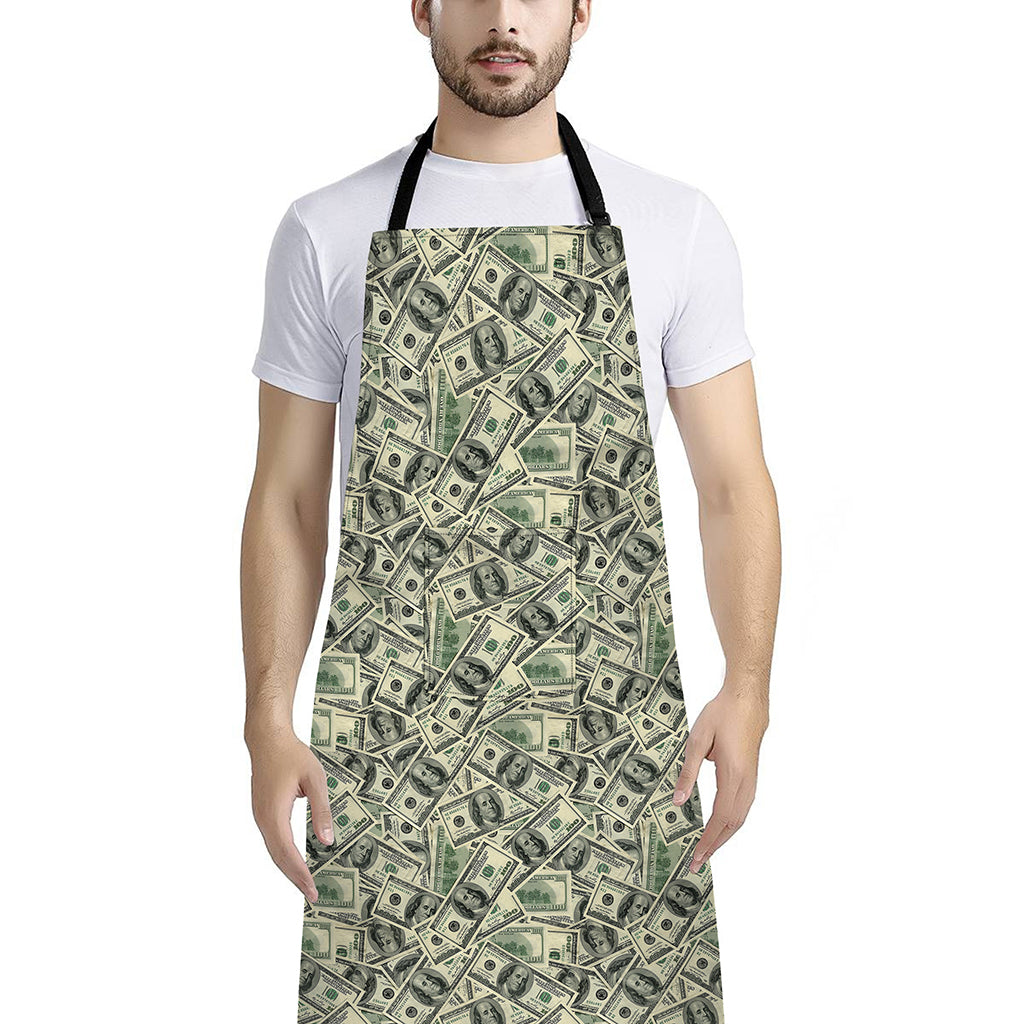 US Dollar Print Bib Apron With Pocket