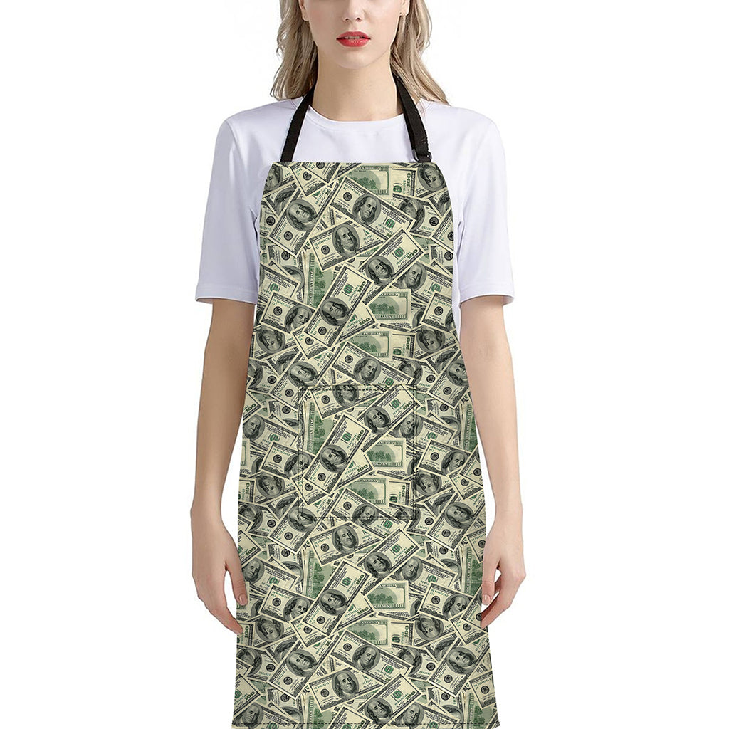 US Dollar Print Bib Apron With Pocket