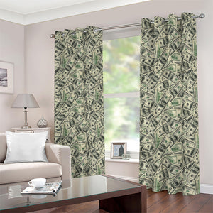 US Dollar Print Blackout Grommet Curtains