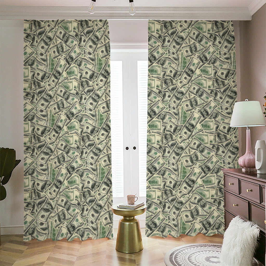 US Dollar Print Blackout Pencil Pleat Curtains