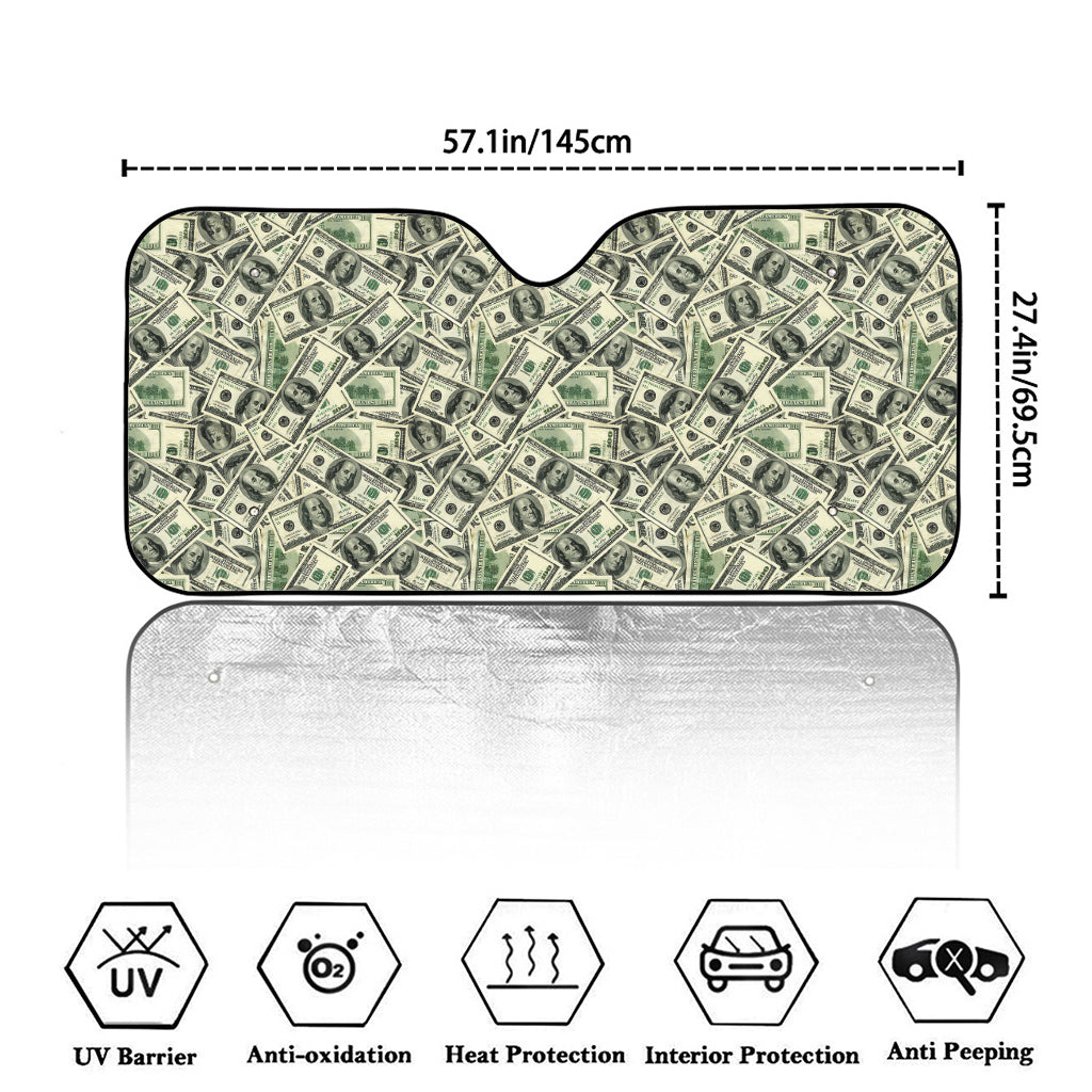 US Dollar Print Car Windshield Sun Shade