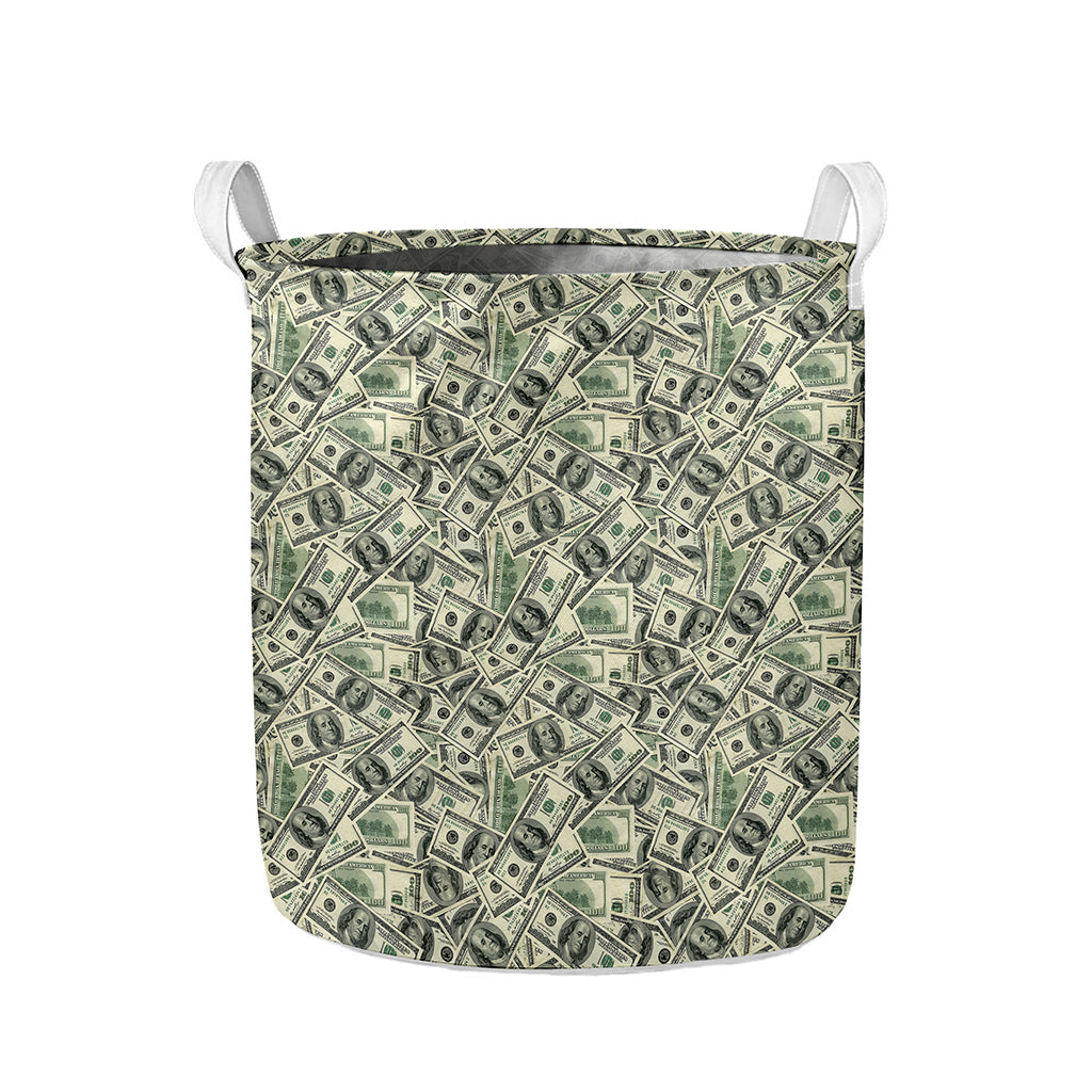 US Dollar Print Collapsible Laundry Basket