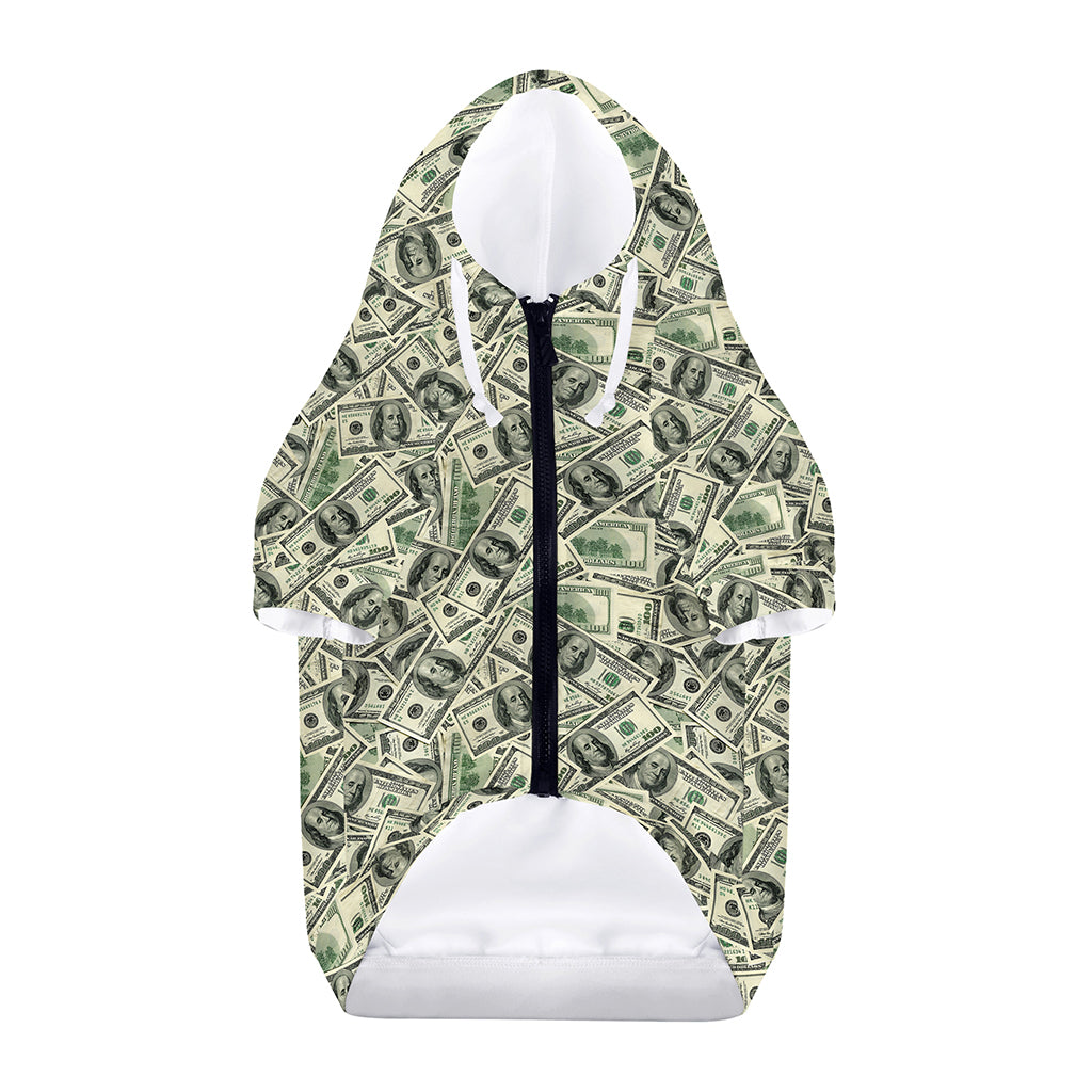 US Dollar Print Dog Zip Up Hoodie