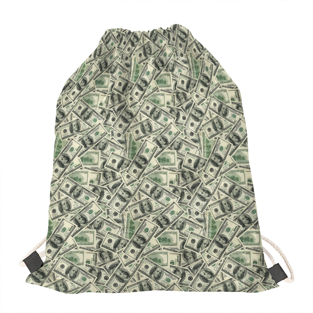 US Dollar Print Drawstring Bag