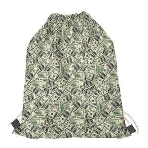 US Dollar Print Drawstring Bag