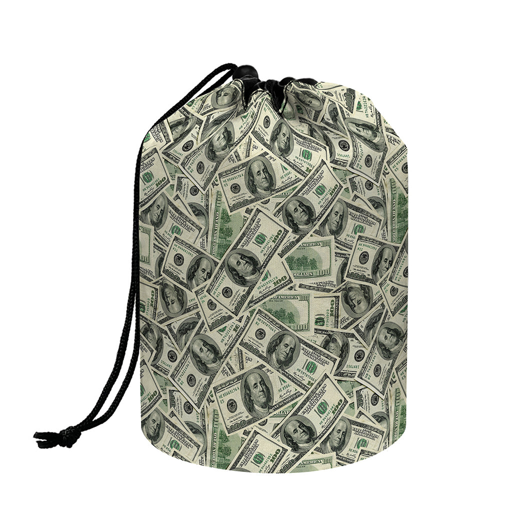 US Dollar Print Drawstring Makeup Bag