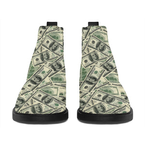 US Dollar Print Flat Ankle Boots